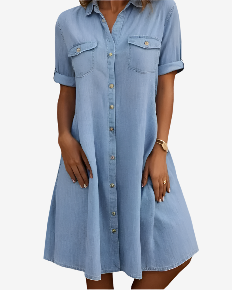 Mariline - Rochie cămașă din denim casual