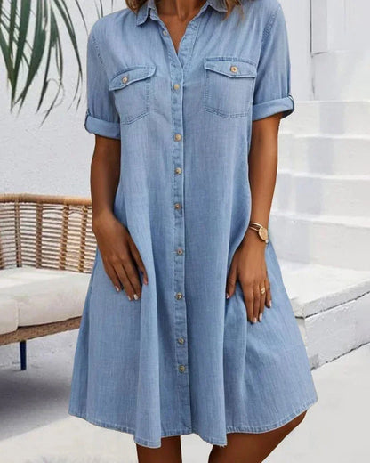 Mariline - Rochie cămașă din denim casual