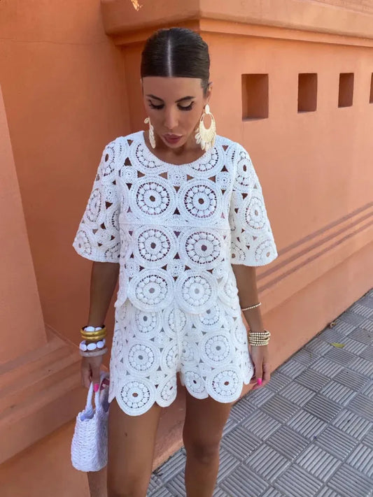 Luna - Set de vară boho din croșetat