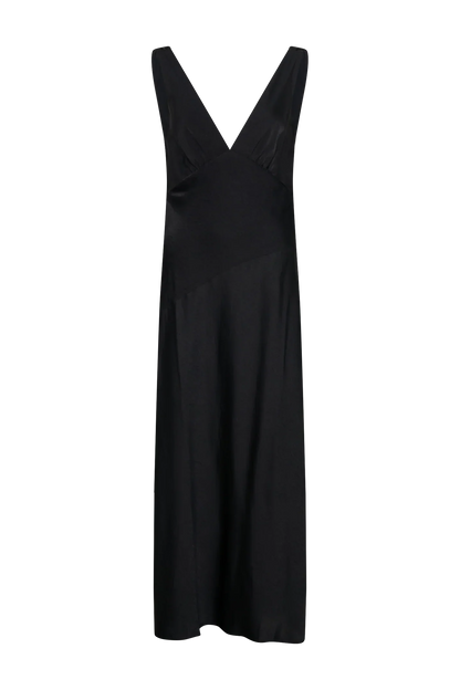 Nadia - Rochie Lungă Satinat cu Spate Drapat