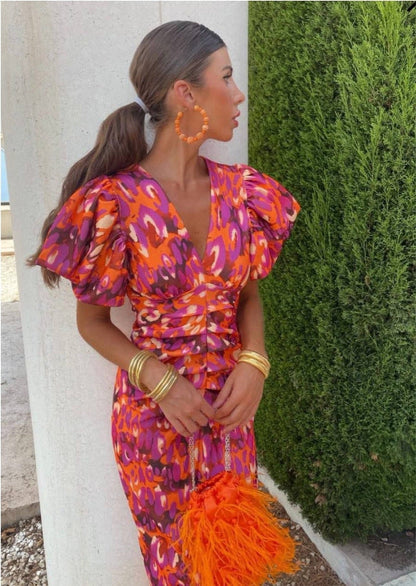 Marisol – Rochie colorată cu pliuri