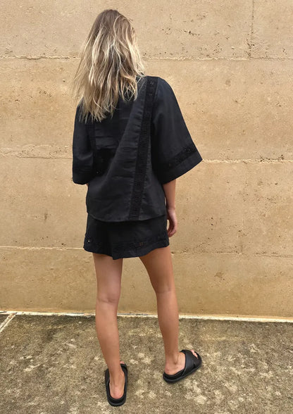 Annie - Set de vară brodat cu legături legate