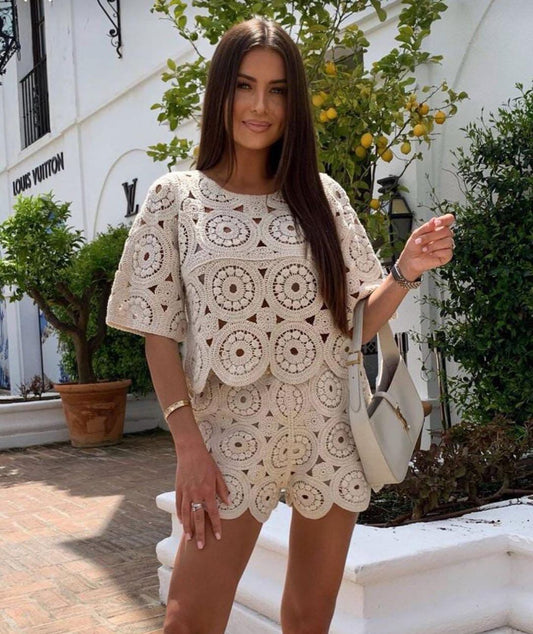 Luna - Set de vară boho din croșetat