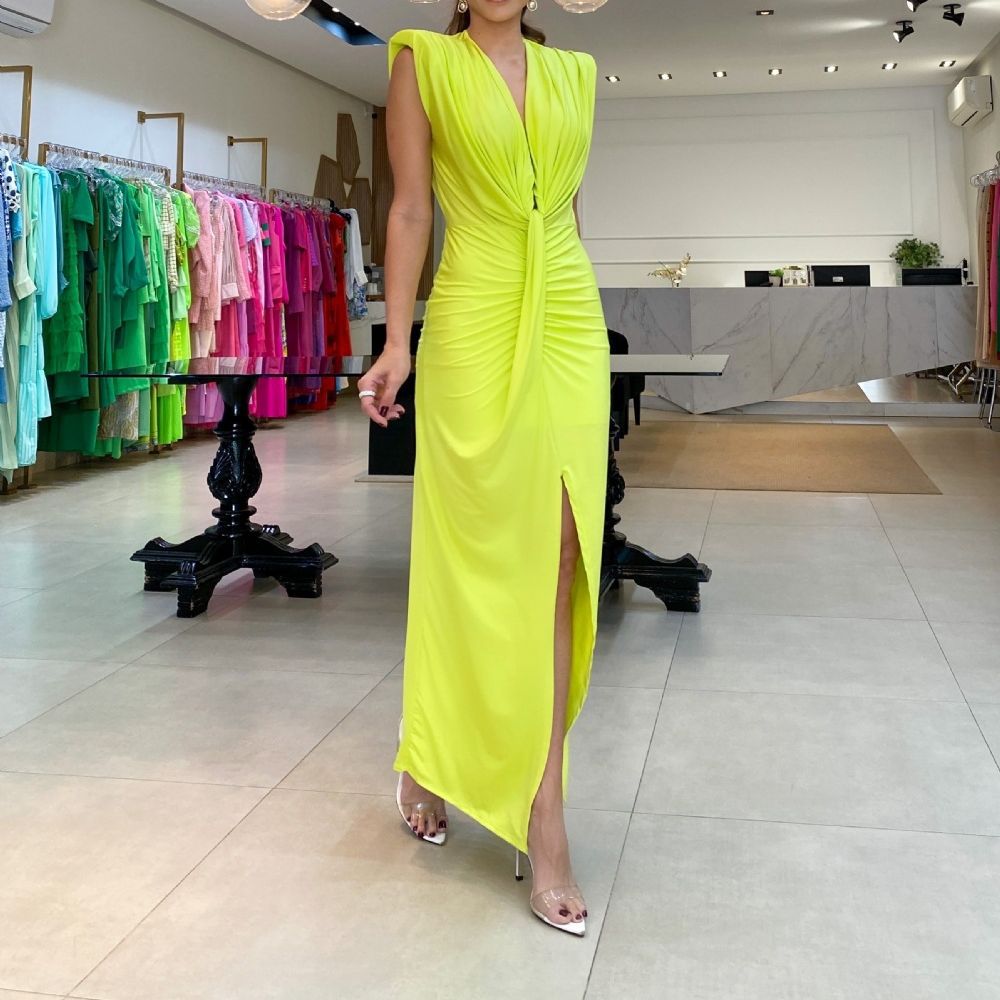 Vivian - Rochie drapată cu fante și decolteu adânc
