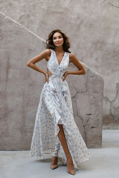 Marina – Rochie Lungă Croșetată cu Volane