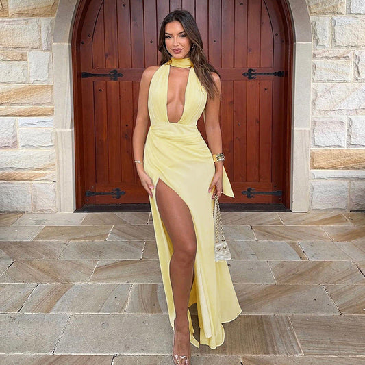 Antonia - Rochie fendue cu spatele la decolteu adânc