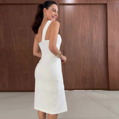Natacha - Rochie midi asimetrică cu fante elegantă