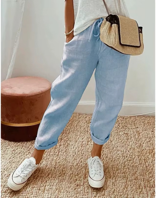 Cristina -  Pantaloni aerisiți din in