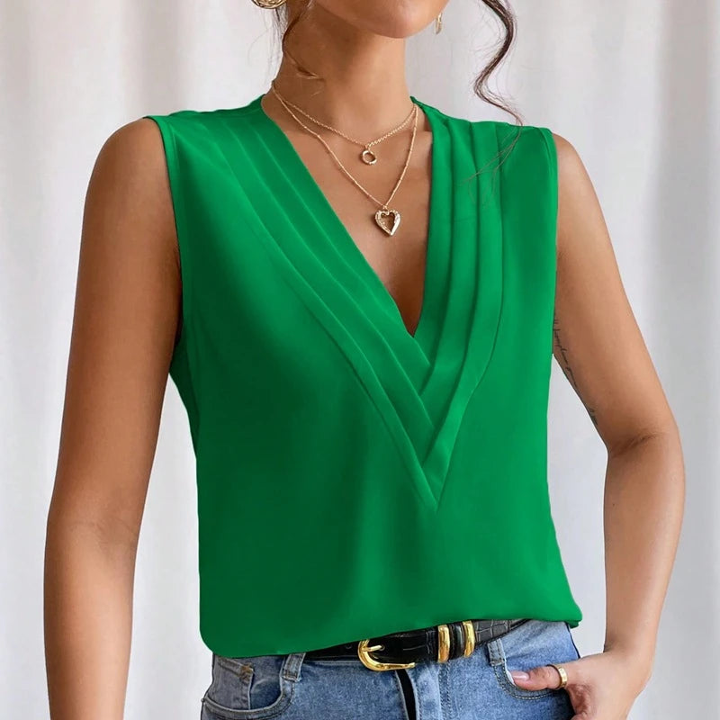 Solid Casual losse mouwloze blouses voor dames Mode Zomer Dames oversized shirts en blouses Elegante jeugd Vrouwelijke tops
