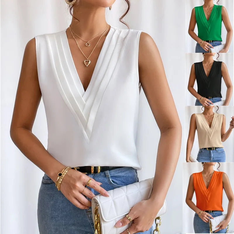 Solid Casual losse mouwloze blouses voor dames Mode Zomer Dames oversized shirts en blouses Elegante jeugd Vrouwelijke tops