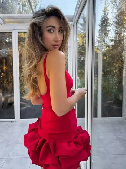 Fabiana - Rochie Scurtă Elegantă cu Volane