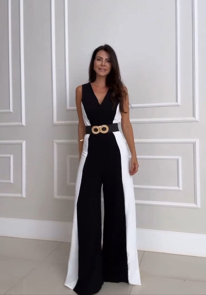 Vicky - Salopetă elegantă bicoloră fără mâneci