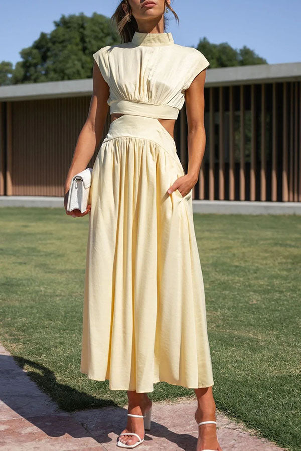 Quincy – Rochie Midi cu Decupaj și Buzunare