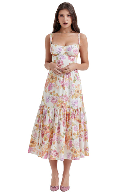 Elia – Rochie Corset de Vară cu Flori din Bumbac Elastic