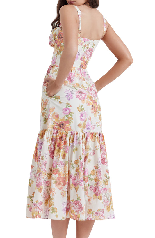 Elia – Rochie Corset de Vară cu Flori din Bumbac Elastic