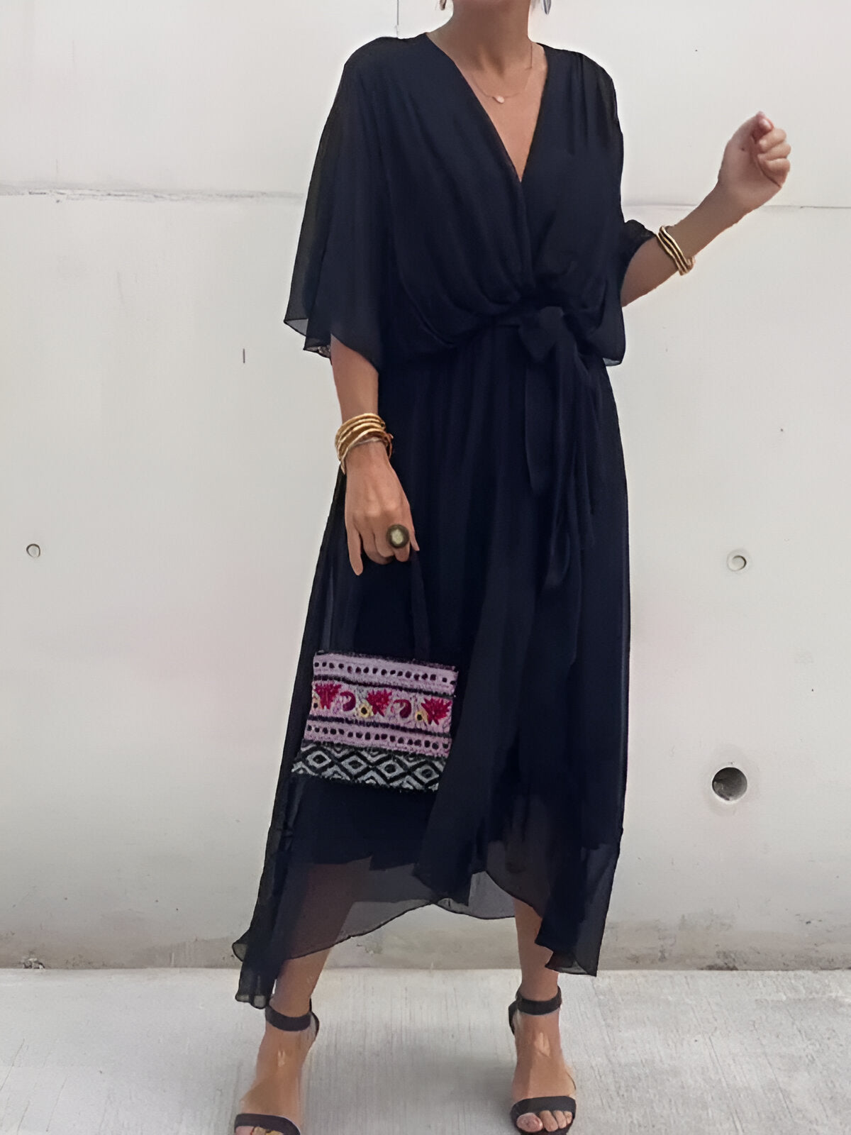 Monica - Rochie din chiffon cu decolteu în V