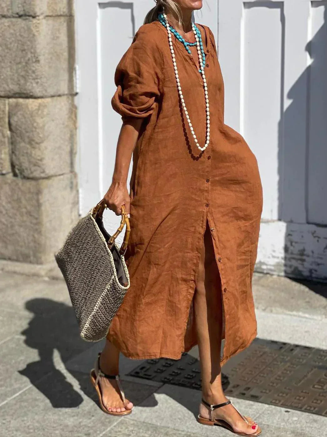 Monia - Rochie lungă din in